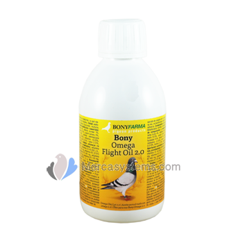Aceites para palomas: Bony Omega Flight Oil 2.0 250 ml, (mezcla de aceites de alta calidad especial para concursos)
