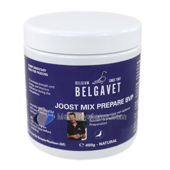 BelgaVet Joost Mix Prepare 400gr (Joost de Smeyter: "Aumenta la fuerza, la energía y la resistencia en vuelo"). Para palomas de competición 