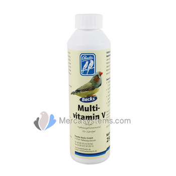 Choque vitamínico para canarios y pájaros: Backs Multivitamin V 250ml, (excelente suplemento multivitamínico enriquecido)