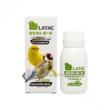 Latac Seri-B+K 60ml (Fórmula enriquecida con vitamina K para la cría y situaciones de estrés). Para pájaros